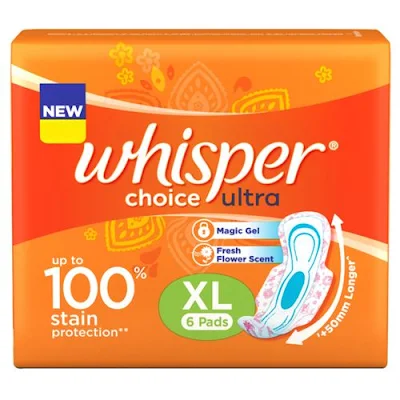 Whisper Choice Ultra Sanitary Pads - 6 pcs