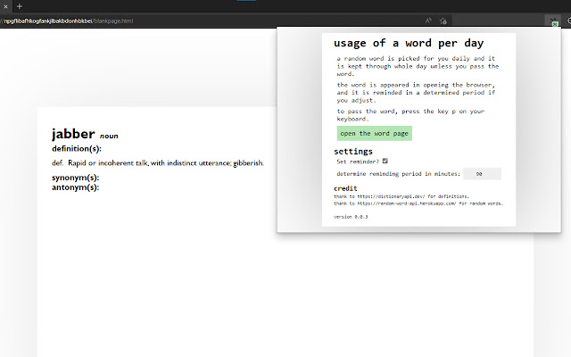 A word per day chrome extension