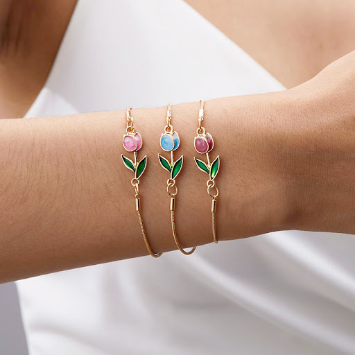 Title 8, Romantic Flower Tulip Fashion Drop Oil Necklace...