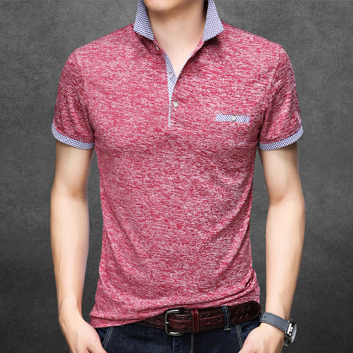Title 2, Mens Short Sleeved T Shirt New Style Top Lapel...