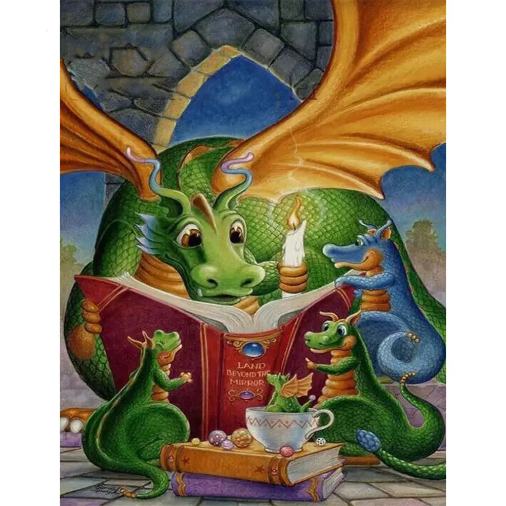 Title 8, Diamond Painting 5D Bunte Drachen Cartoon Einho...