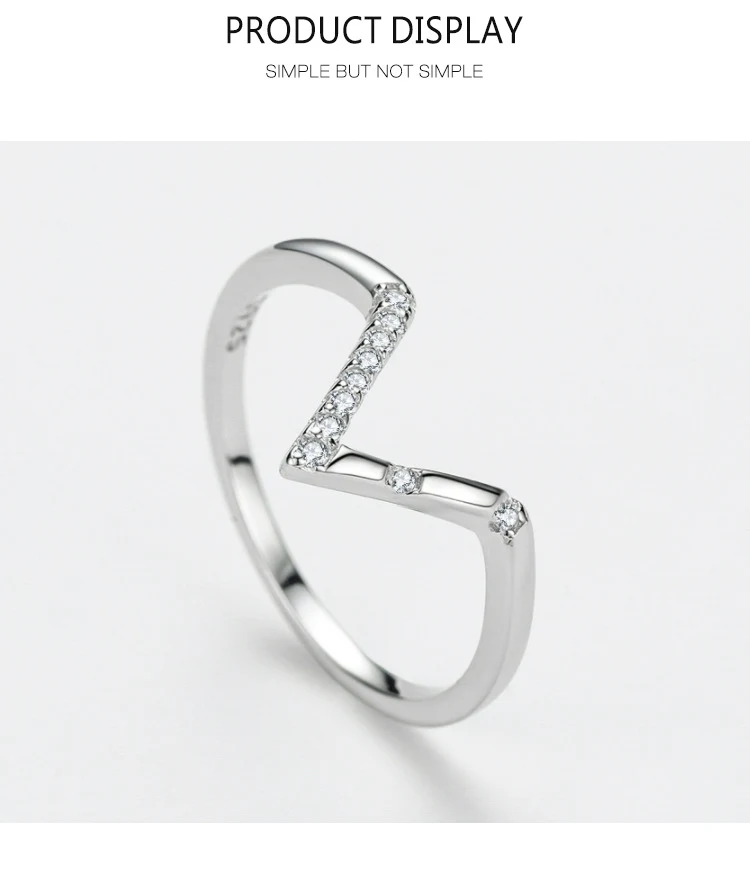 Title 3, V-vormige S925 sterling zilveren ring voor dame...