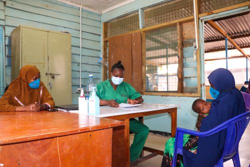 A refugee mother going through a consultation at the MSF's mental health clinic in Dagahaley, Dadaab