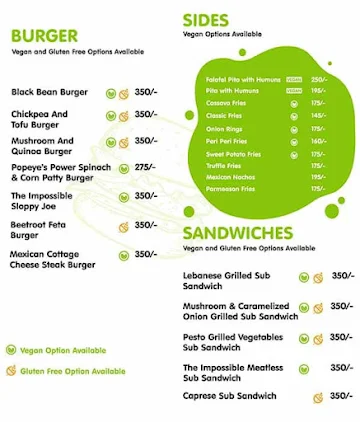 Better Burger menu 