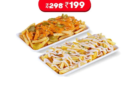 Gouda Cheesy Fries + Jalapeno Cheesy Fries At Rs.199