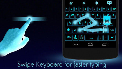 Blue Neon Keyboard Theme