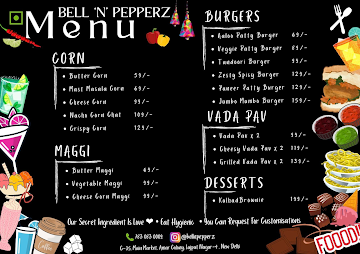 Bell 'N' Pepperz menu 