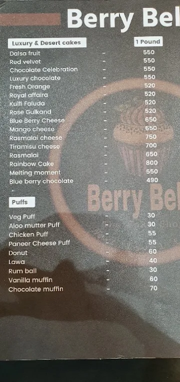 Berry Bella The Cake Shop menu 