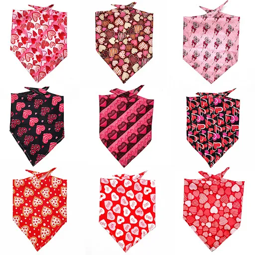 50pcs Valentine's Day Dog Bandana Love Heart Pet Supplies Dog Accessories Dog Bandanas Scarf Small Middle Dog Cat Puppy 