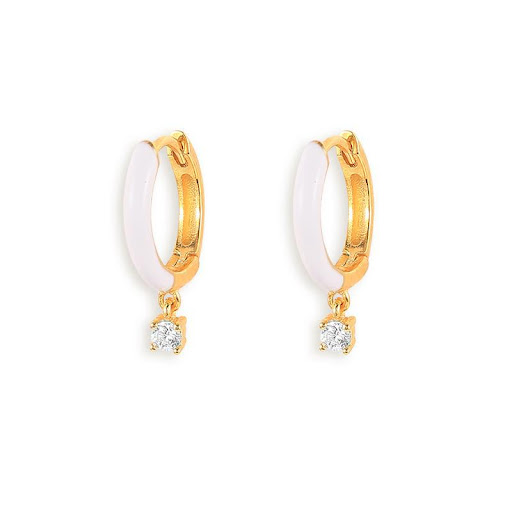 Title 2, Silver Needle White Series Earrings for Women w...