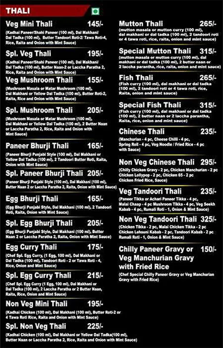 House Of Thalis menu 