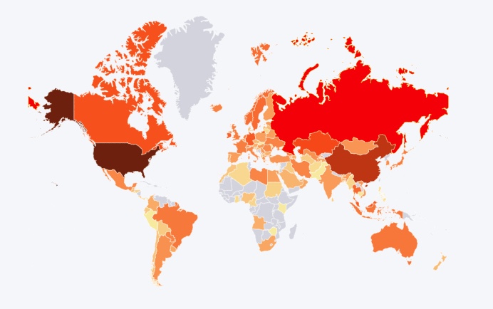Mapa de países que más minan Bitcoin