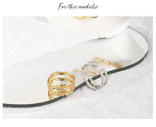 Title 3, Retro irregular double-line silver-plated ring,...