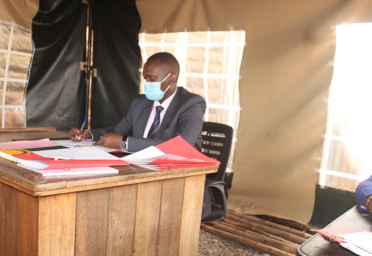 Magistrate Charles Mwaniki during the case in court on Friday.