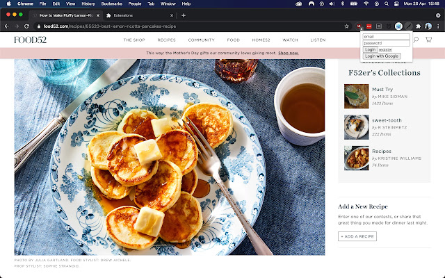 Just my Recipes chrome extension