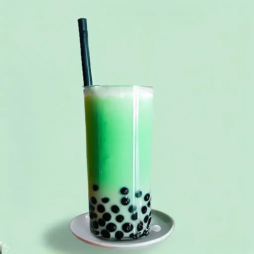 Green Apple Bubble Milk [450 Ml, Mason Jar]