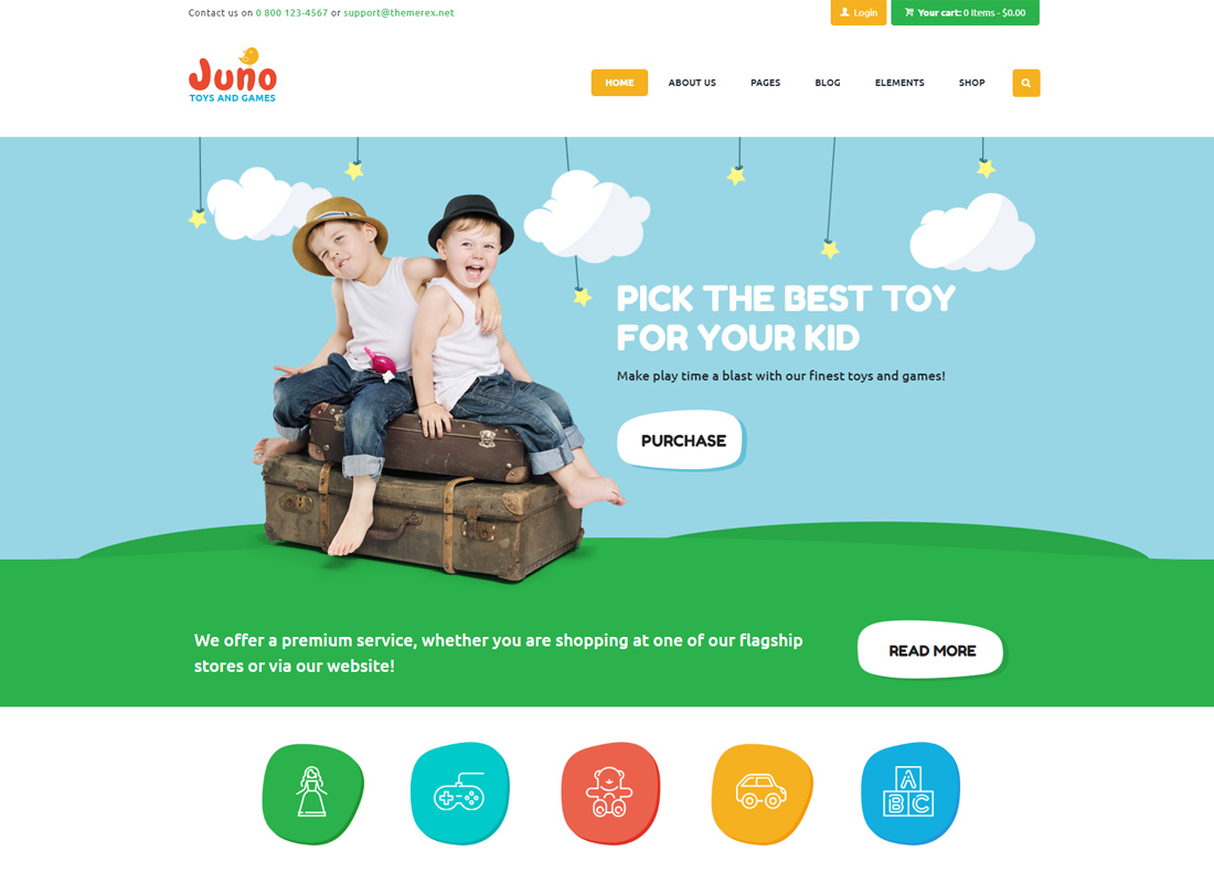 Juno |  Tienda de juguetes y juegos para niños Tema de WordPress