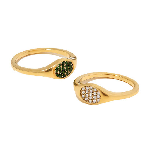 Title 2, Stainless Steel Oval Set White Diamond Ring. A ...