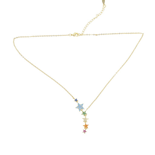 Title 3, Colorful Zircon Inlaid Five-pointed Star Pendan...
