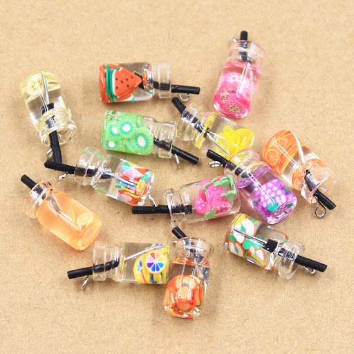 Title 14, Fruit Glass Bottle DIY Jewelry Accessories Keyc...