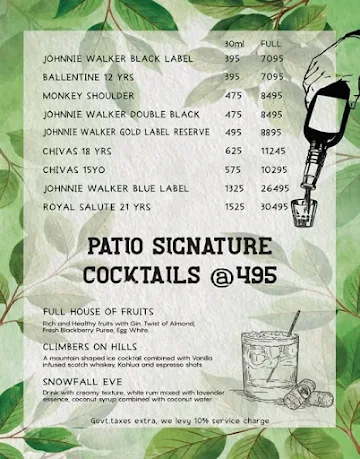 Imperfecto Patio menu 