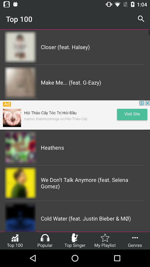 Android application Music Streaming for Youtube screenshort