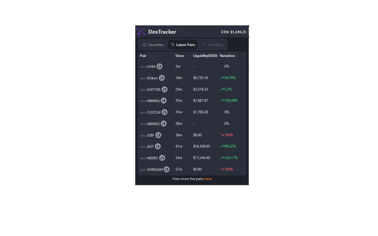 DexTracker Ethereum Crypto Price Tracker Preview image 1