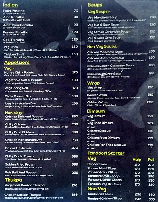 Snjkam Panasian Restaurant menu 