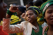 ANC supporters outside Parliament on 8 August 2017. President Jacob Zuma faced a motion of no confidence vote for the eighth time during his right years as president.