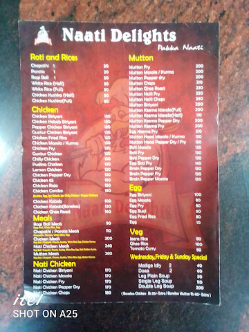 Naati Delights menu 
