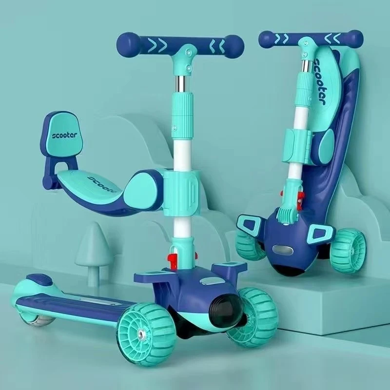 Children's Scooter Baby Can Sit and Ride Multifunctional Scooter with Seat and Adjustable Handlebar Safe Fun for Toddler
