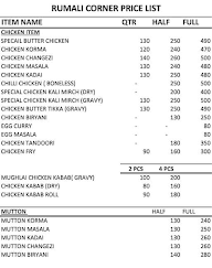 Rumali Corner menu 1