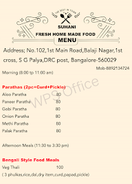 Suhani Fresh Home Made Food menu 1