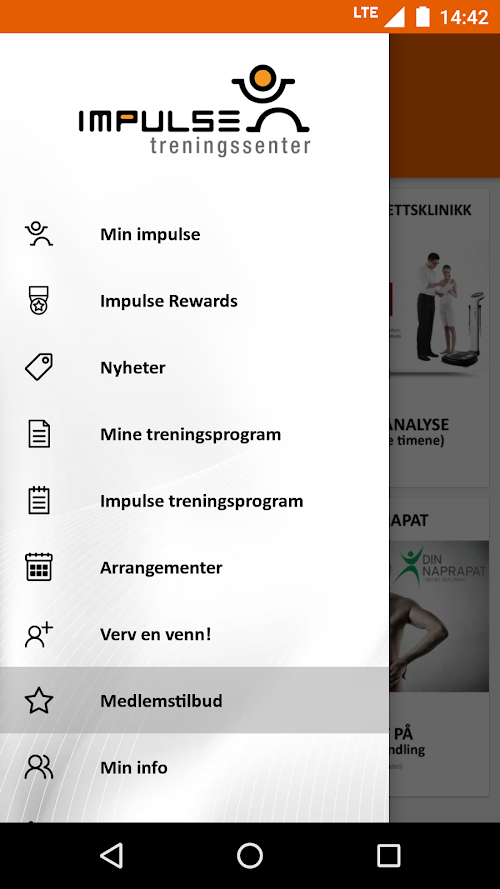 Android application Impulse Treningssenter screenshort