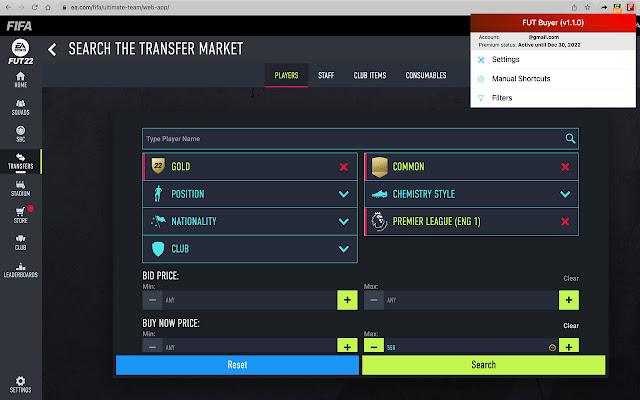 FUT Buyer chrome extension