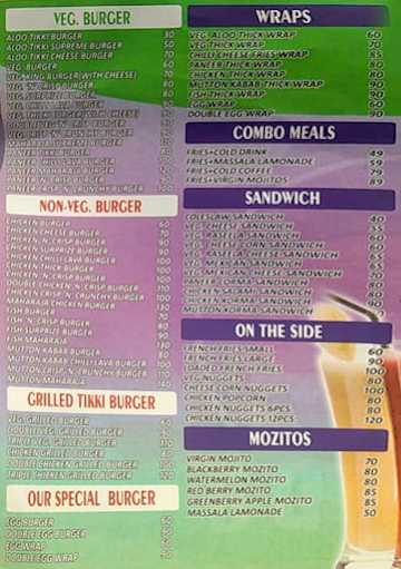 Pizza Burger Point menu 