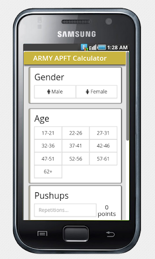 ARMY APFT Calculator