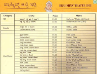 Brahmins' Thatte Idli menu 1