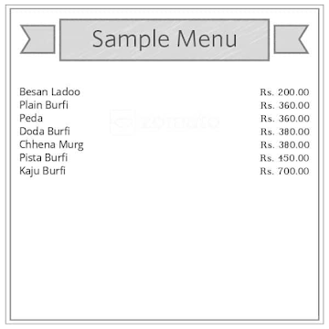 Kalra Sweets menu 