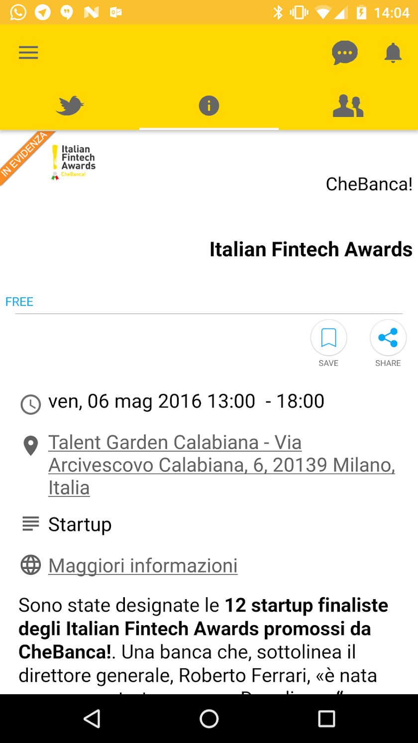 CheBanca! Events Screen 2