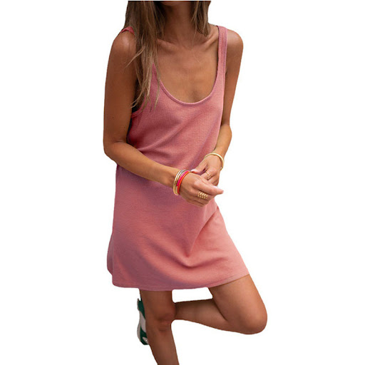Title 6, Womens Solid Waffle Sleeveless Loose Strap Dre...