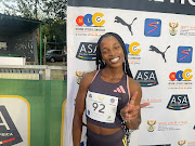 Viwe Jingqi  after winning the women's 200m at the Athletics South Africa grand prix meet in Potchefstroom on Thursday evening. 