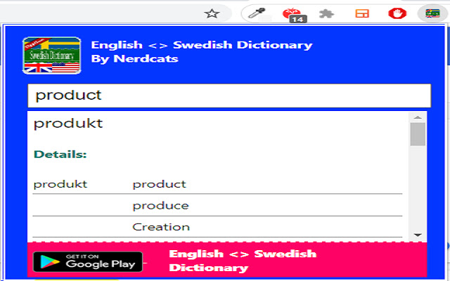 English <> Swedish Dictionary
