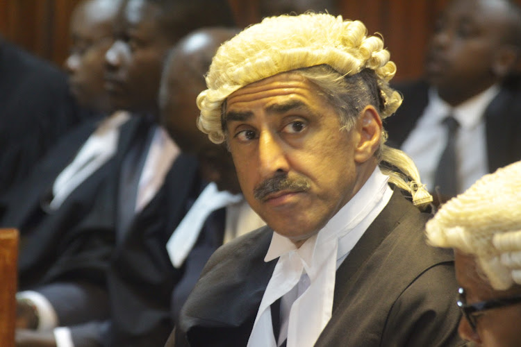 Queen's Counsel Khawar Qureshi at a Milimani court on Thursday, March 28, 2019