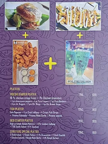 The Streeters menu 