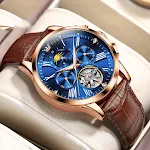 Brown Leather Rose Shell Blue