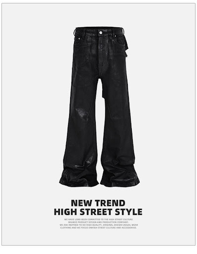 Title 2, Mens Vinyl Coated Bootcut Trousers with Damage...