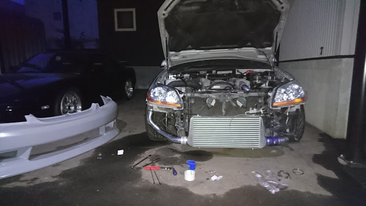 マークIIブリットの180sx・前置きインタークーラー・DIY・格安パーツ・顔面移植に関するカスタム事例の投稿画像3枚目