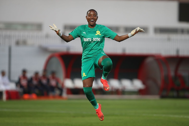 Andile Dlamini of Mamelodi Sundowns celebrates goal during 2022 CAF Women's Champions League match against Simba Queens held at Prince Moulay El Hassan Stadium in Rabat, Morocco on 09 November 2022.