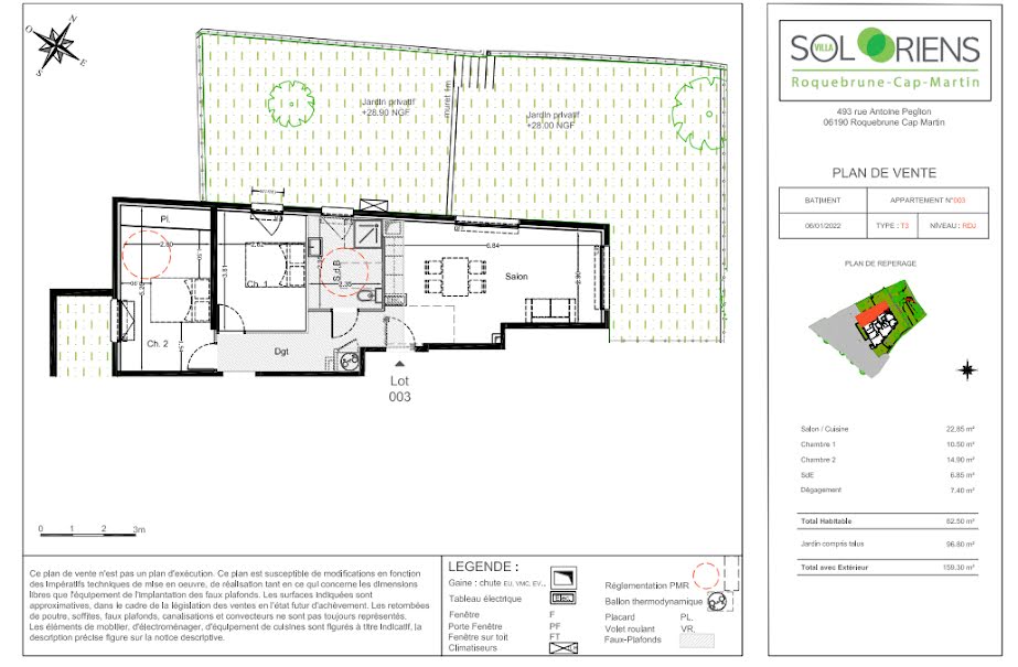 Vente appartement 3 pièces 62.5 m² à Roquebrune-Cap-Martin (06190), 375 000 €